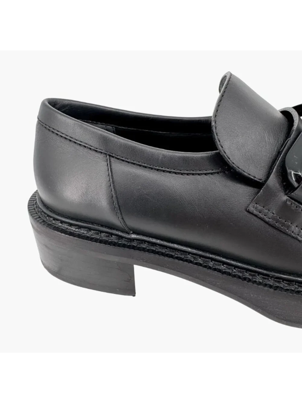 Louis Vuitton Academy Loafers Black LV Chain Platform Size 37.5 US 7.5 Women's